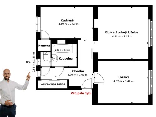 Prodaný byt 2+1 56 m²