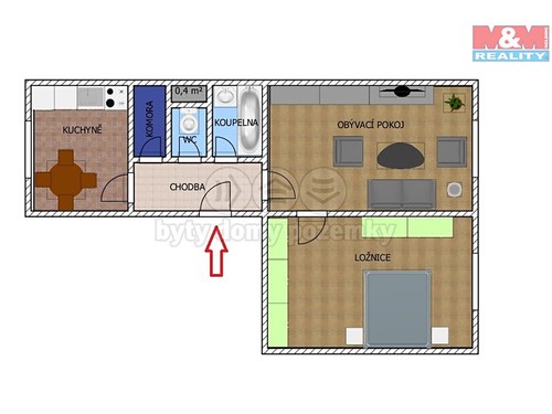 Prodaný byt 2+1 57 m²