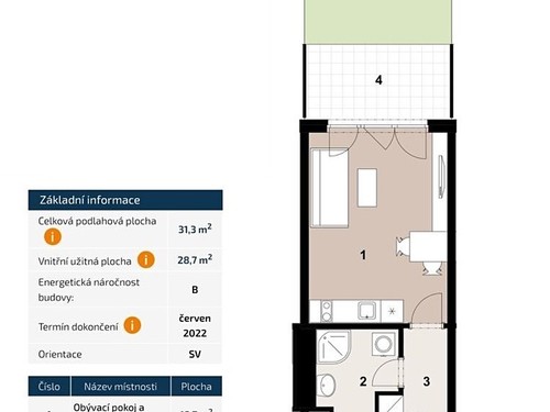 Prodaný byt 1+kk 31 m²