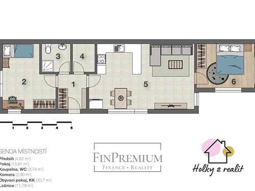 Prodaný byt 3+kk 67 m²