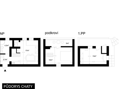 Prodaná chata 50 m², pozemek 388 m²
