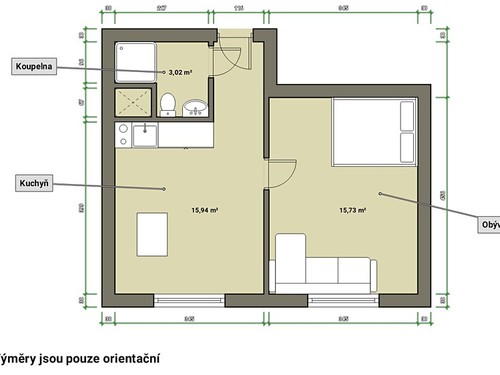 Prodaný byt 1+1 35 m²