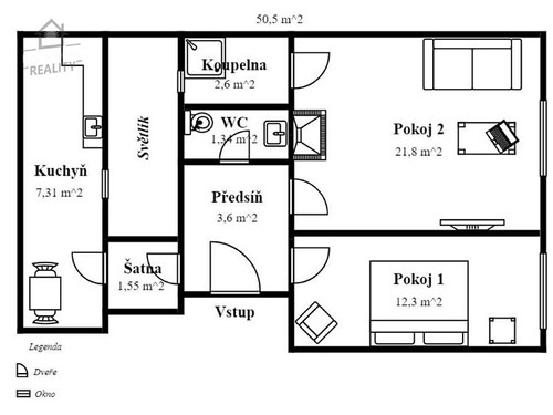 Prodaný byt 2+1 54 m²