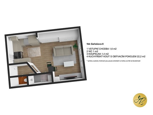 Prodaný byt 1+kk 25 m²