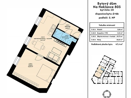 Prodaný byt 2+kk 47 m²