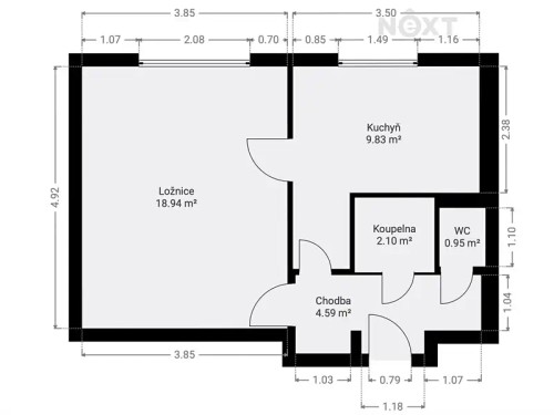 Prodaný byt 1+1 36 m²