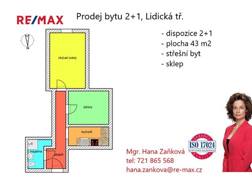 Prodaný byt 2+1 43 m²