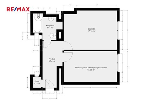 Prodaný byt 2+kk 43 m²