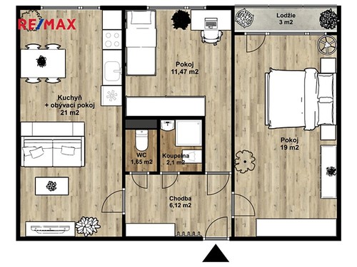 Prodaný byt 3+kk 61 m²