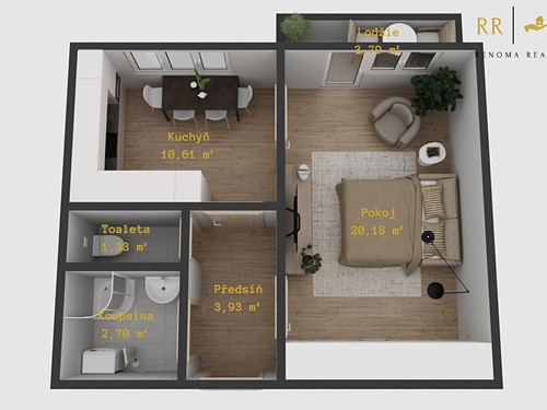 Prodaný byt 1+1 39 m²