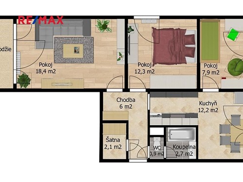 Prodaný byt 3+1 63 m²