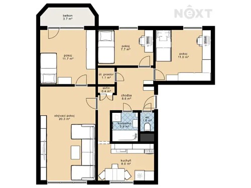 Prodaný byt 4+1 76 m²