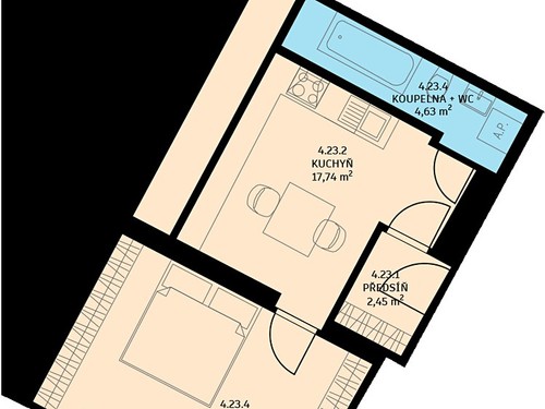 Prodaný byt 1+1 43 m²