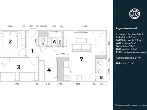 Prodaný byt 3+kk 64 m²