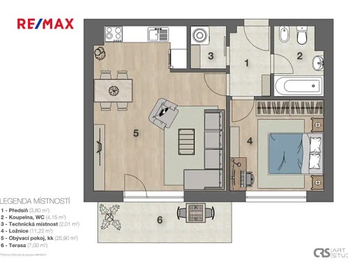 Prodaný byt 2+kk 54 m²