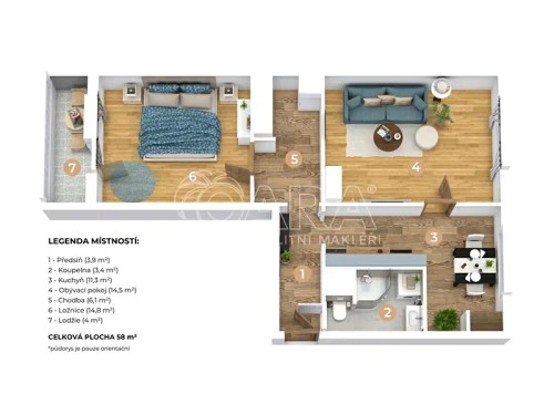 Prodaný byt 2+1 58 m²