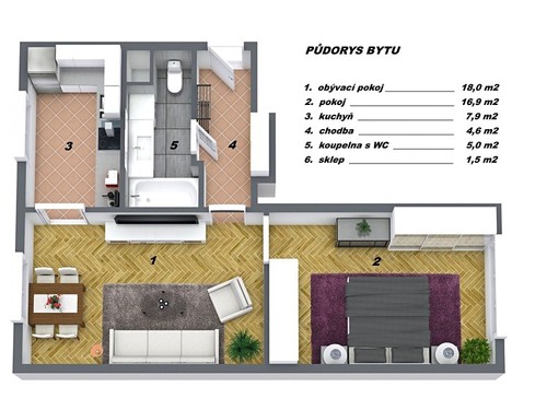 Prodaný byt 2+1 53 m²