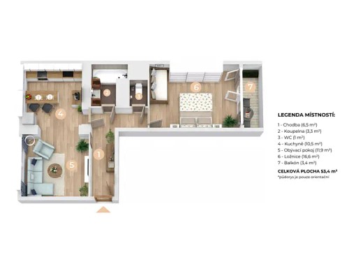 Prodaný byt 2+1 50 m²