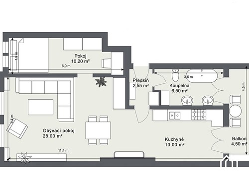 Prodaný byt 2+1 65 m²