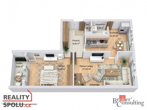 Prodaný byt 2+1 61 m²