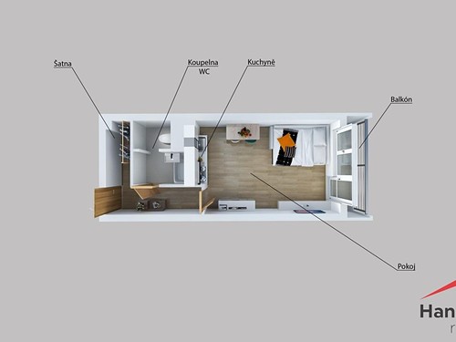 Prodaný byt 1+kk 28 m²