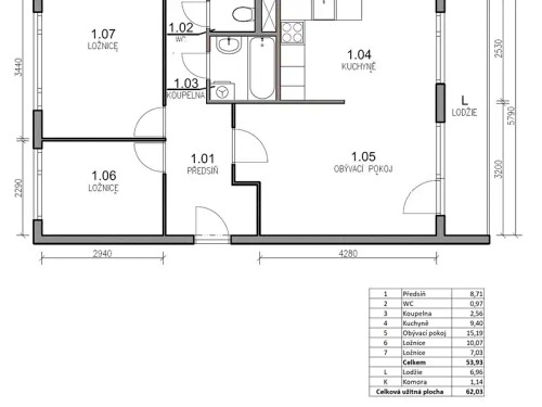 Prodaný byt 3+1 62 m²