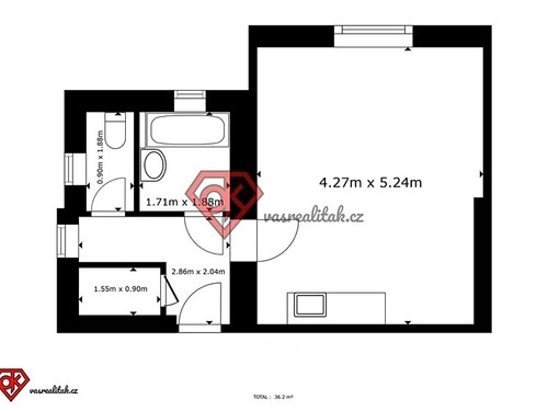 Prodaný byt 1+kk 36 m²