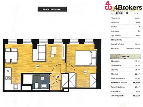 Prodej bytu 2+kk 50 m²
