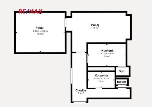 Prodej bytu 2+1 54 m²