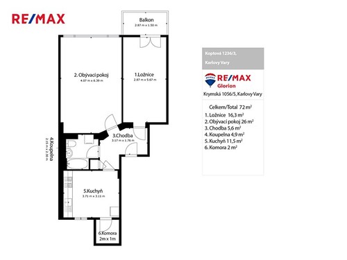 Prodaný byt 2+1 63 m²
