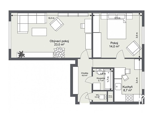 Prodaný byt 2+1 54 m²