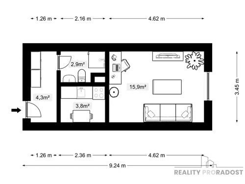 Prodaný byt 1+kk 27 m²
