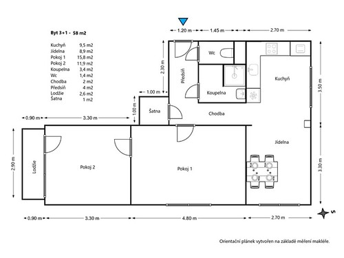 Prodaný byt 3+kk 58 m²