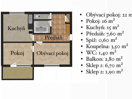 Prodaný byt 2+1 66 m²