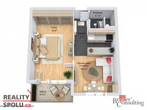 Prodaný byt 1+1 49 m²
