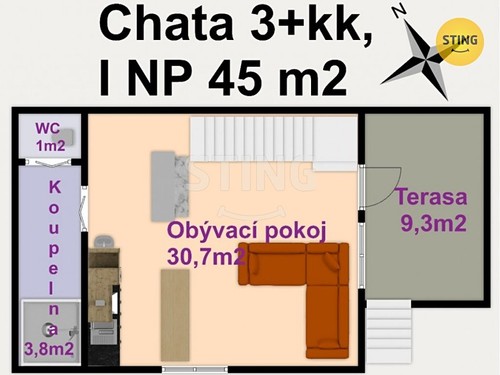 Prodaná chata 81 m², pozemek 166 m²