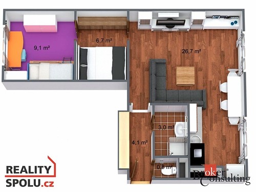 Prodaný byt 3+kk 52 m²
