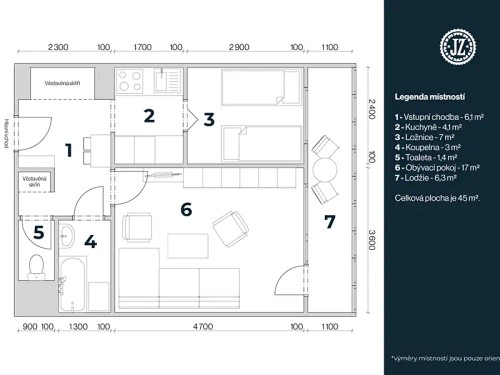 Prodaný byt 2+kk 39 m²