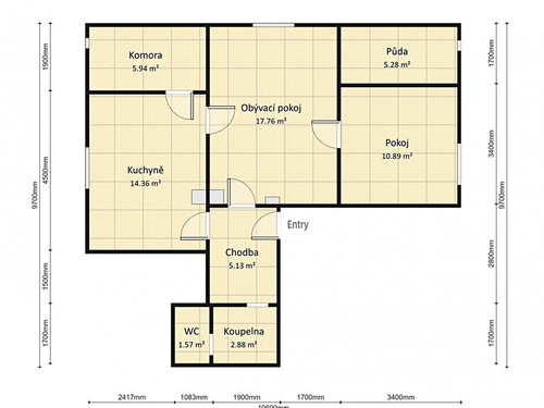 Prodaný  byt 2+1 57 m²