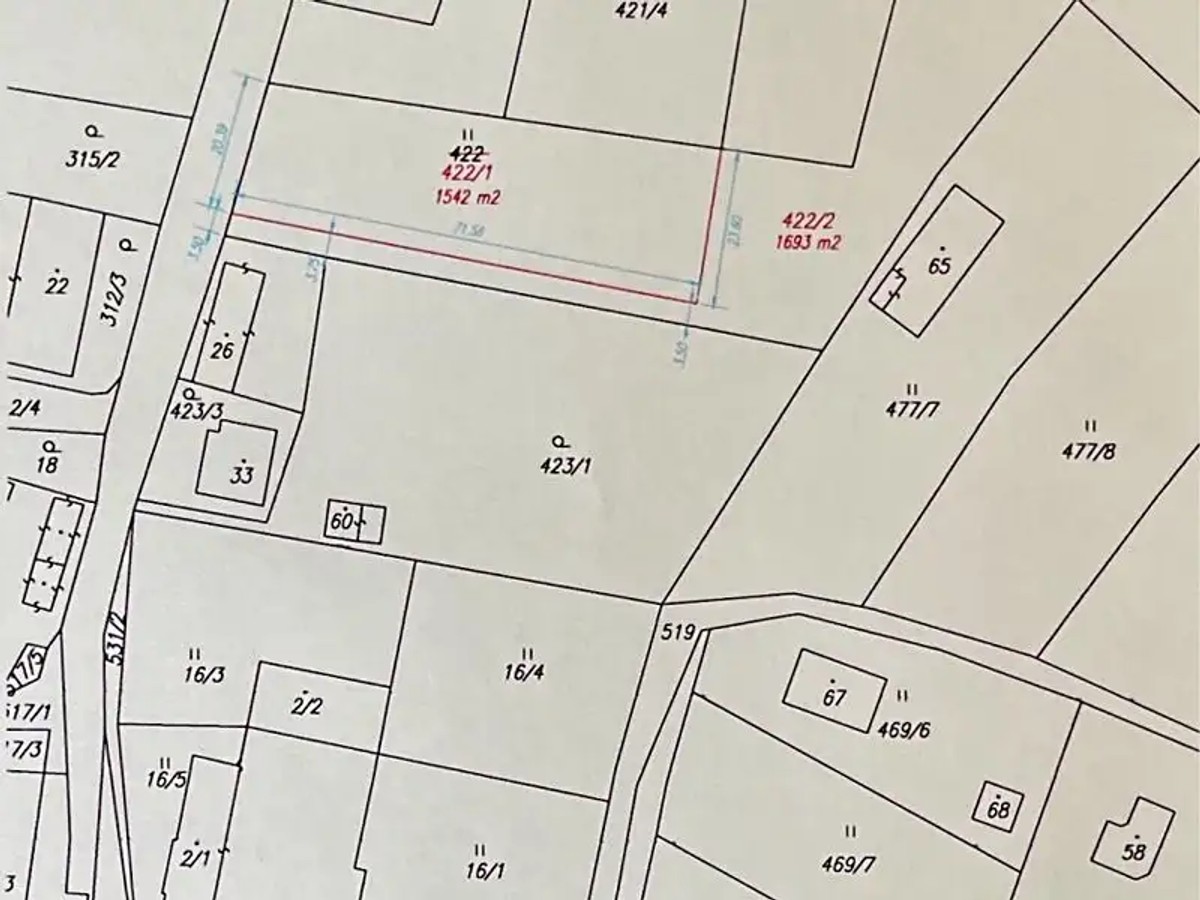 Prodej stavebního pozemku 1693 m²
