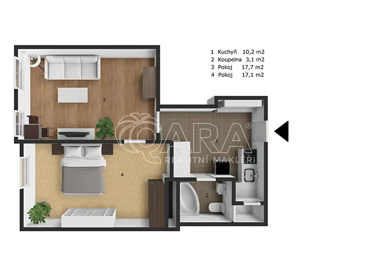 Prodej bytu 2+kk 50 m²