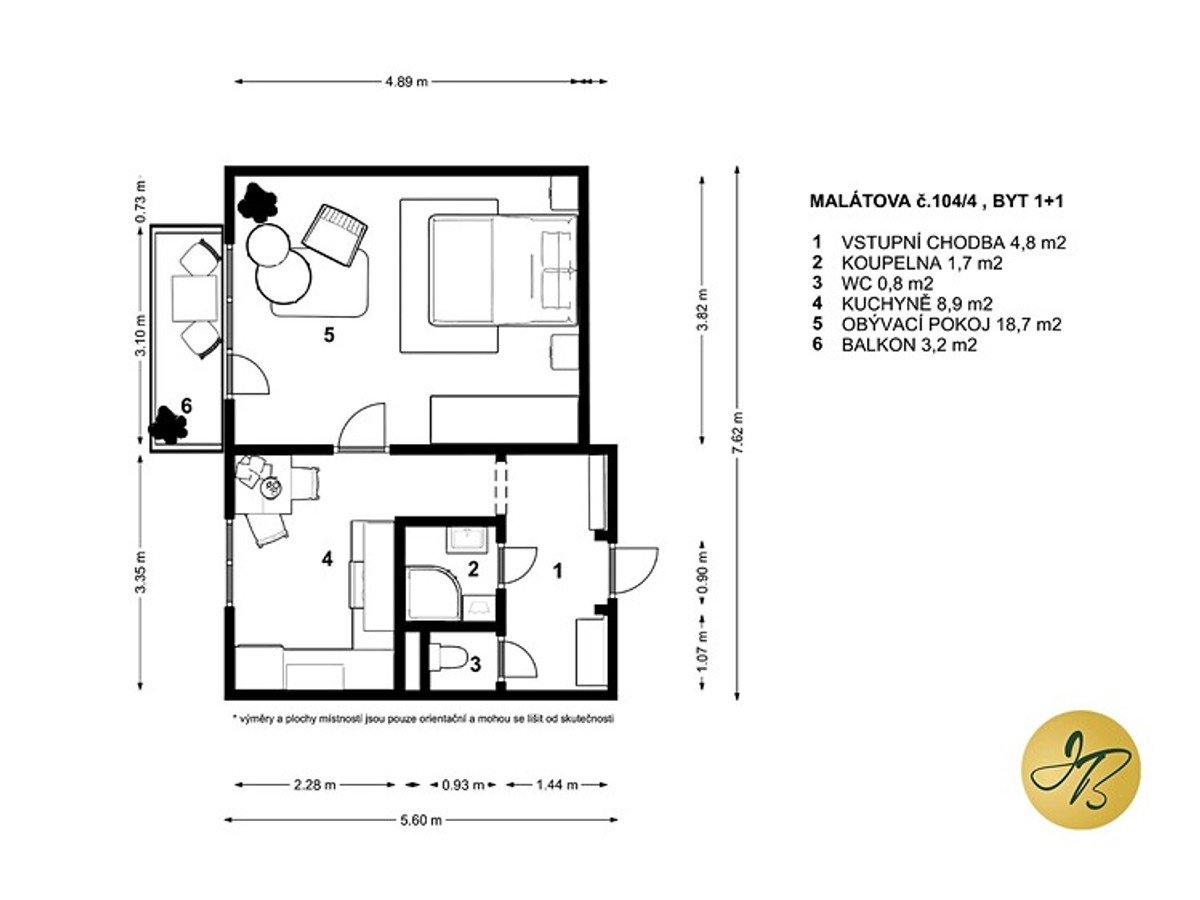 Prodej bytu 1+1 38 m²
