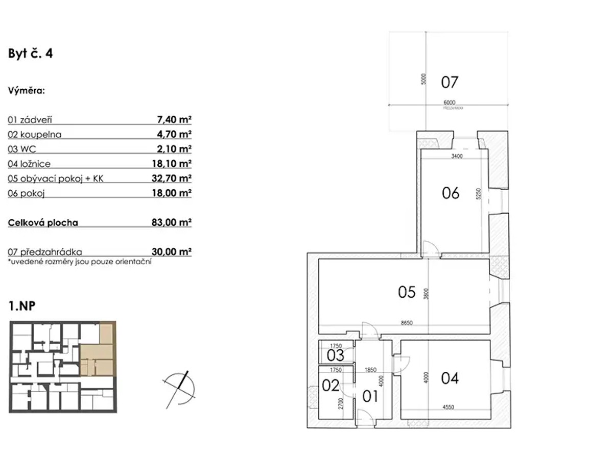 Prodej bytu 3+kk 83 m²