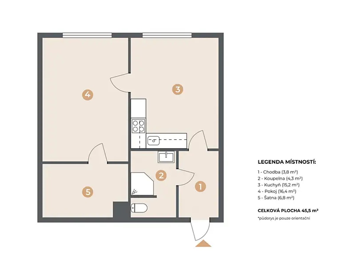 Prodej bytu 2+kk 45 m²