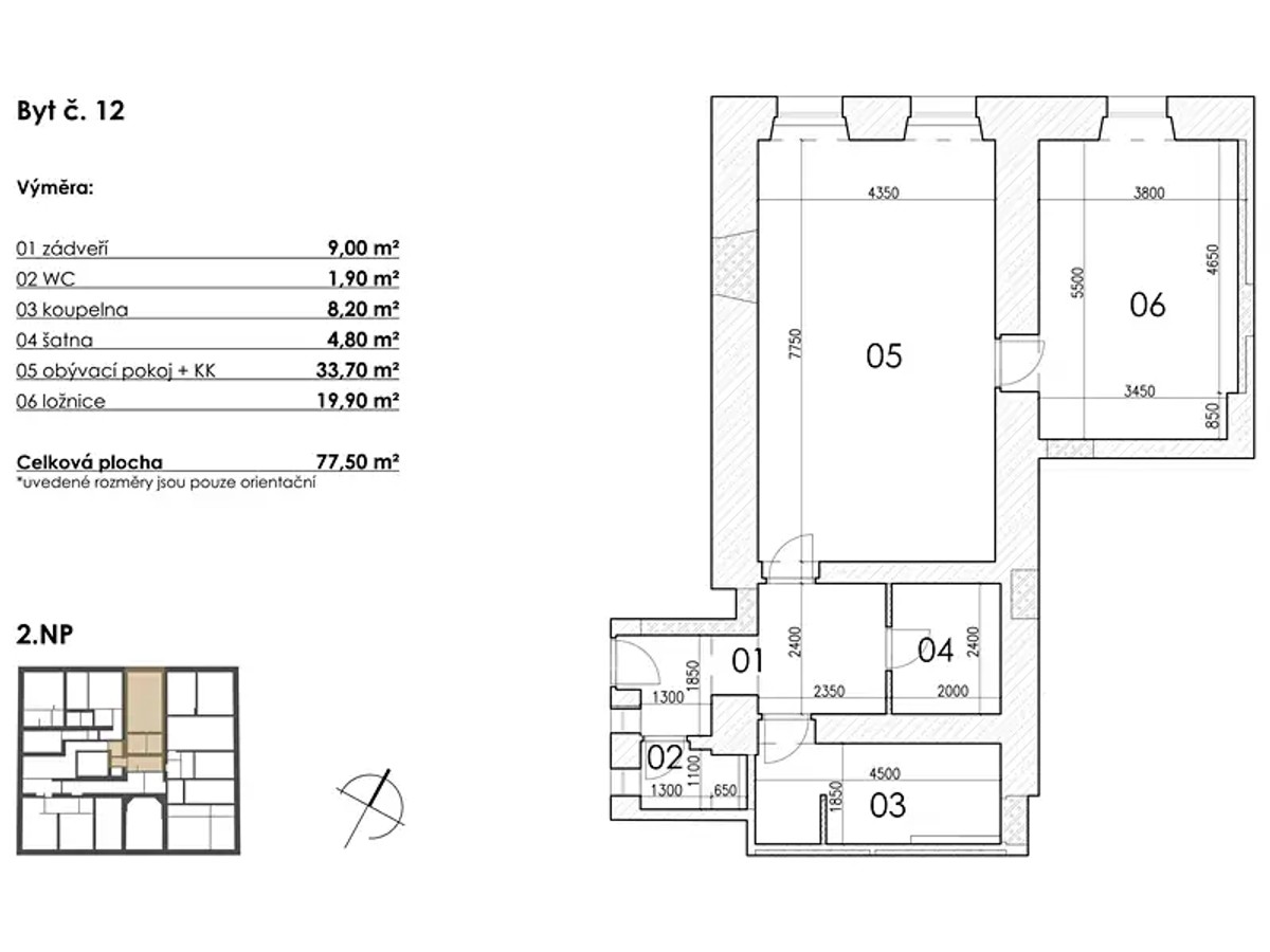 Prodej bytu 2+kk 78 m²