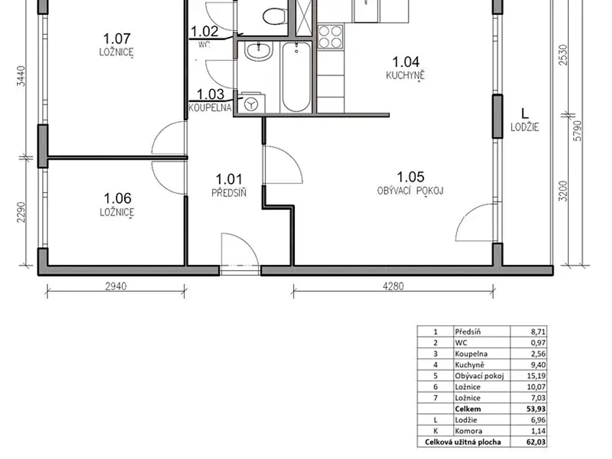 Prodaný byt 3+1 62 m²