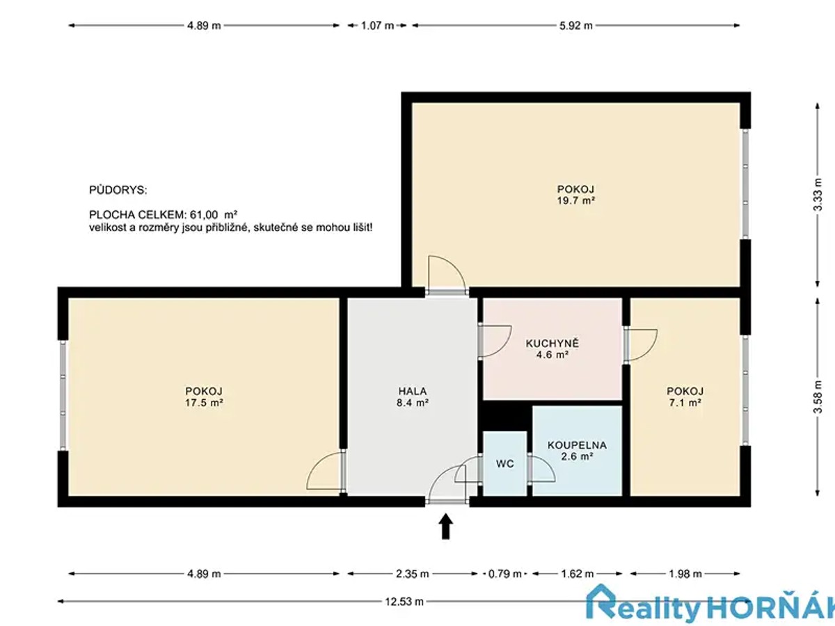 Prodej bytu 2+1 61 m²