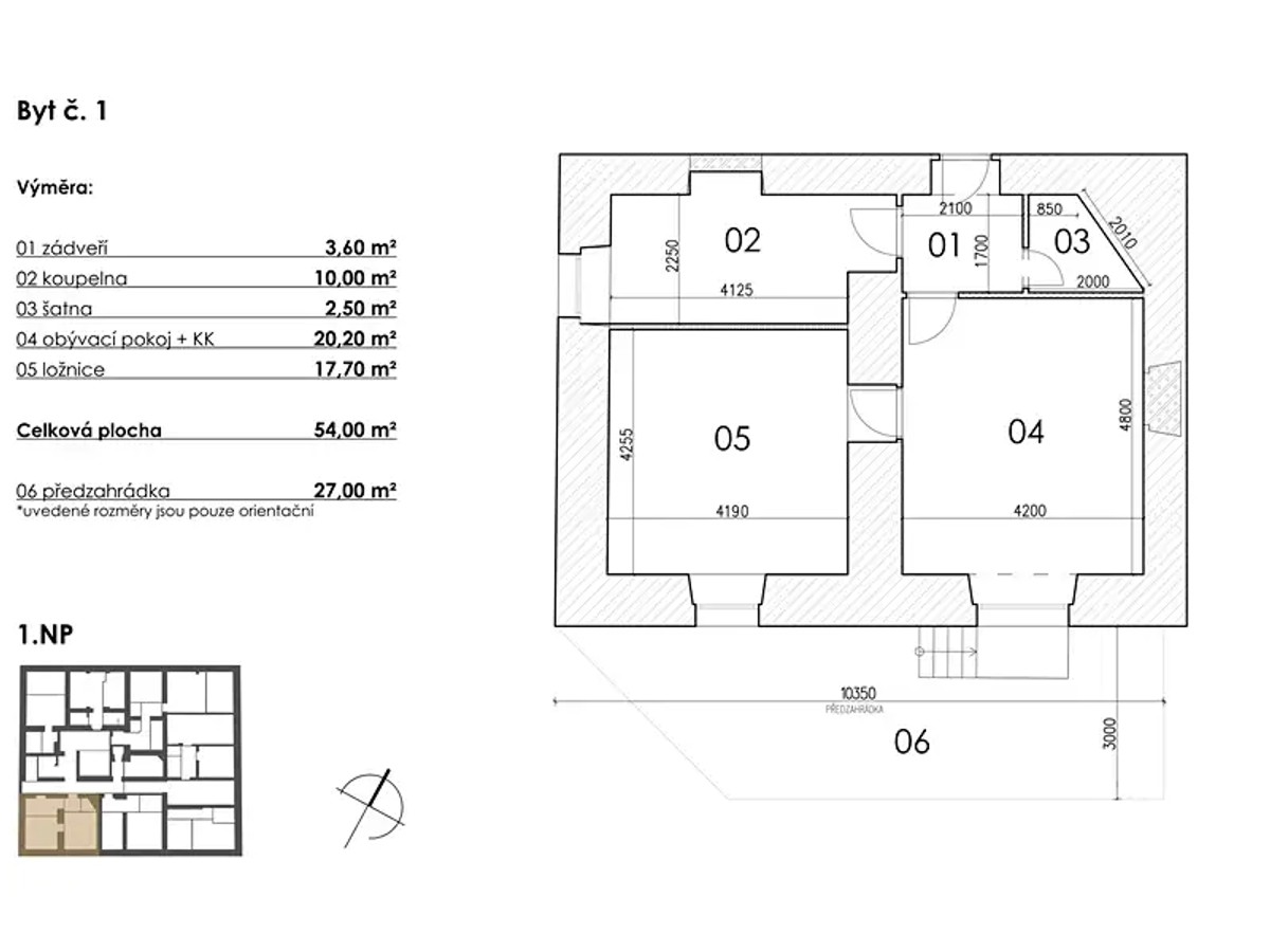 Prodej bytu 2+kk 54 m²