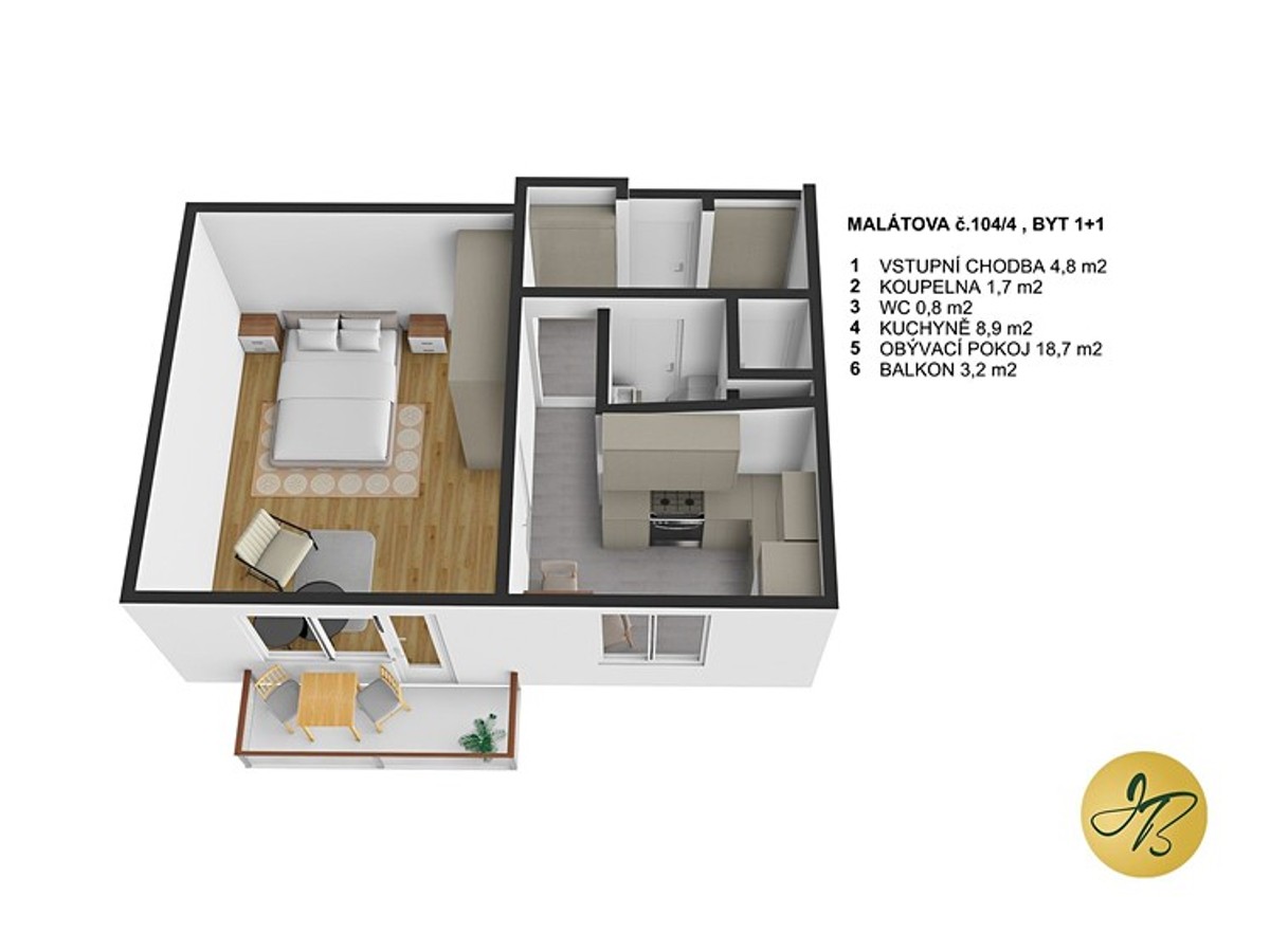 Prodej bytu 1+1 38 m²