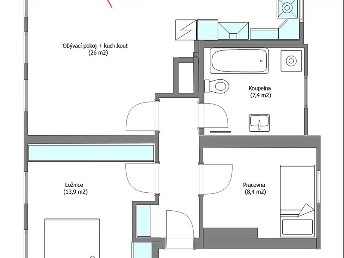 Prodej bytu 3+kk 62 m²